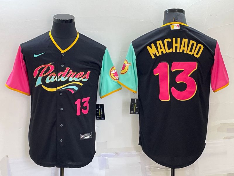 Men San Diego Padres #13 Machado Black City Edition Nike 2022 MLB Jersey->youth mlb jersey->Youth Jersey